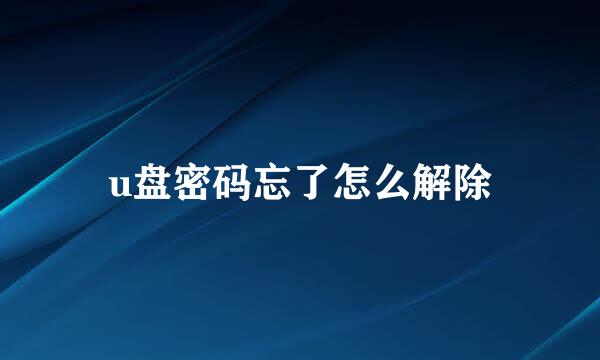 u盘密码忘了怎么解除