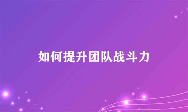 如何提升团队战斗力