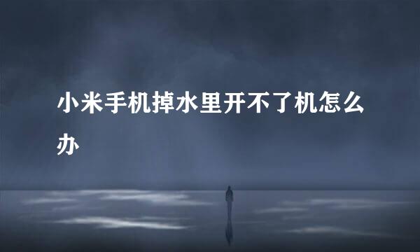 小米手机掉水里开不了机怎么办
