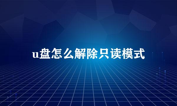 u盘怎么解除只读模式