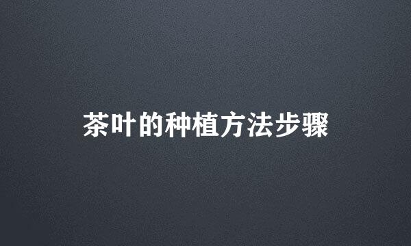 茶叶的种植方法步骤