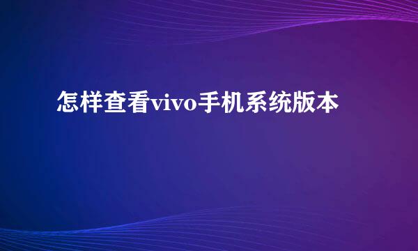 怎样查看vivo手机系统版本