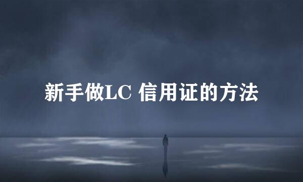 新手做LC 信用证的方法