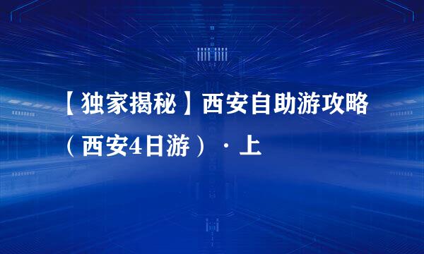 【独家揭秘】西安自助游攻略（西安4日游）·上