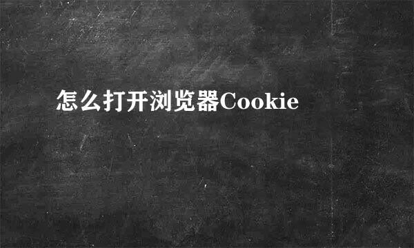 怎么打开浏览器Cookie