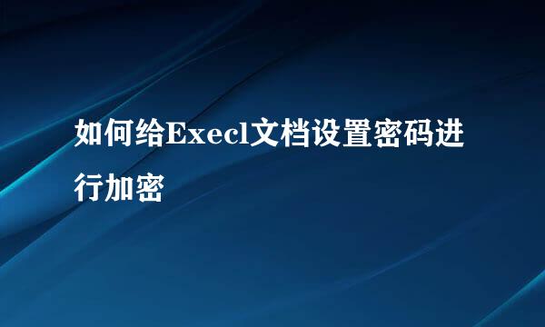 如何给Execl文档设置密码进行加密