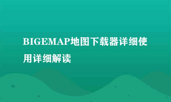 BIGEMAP地图下载器详细使用详细解读