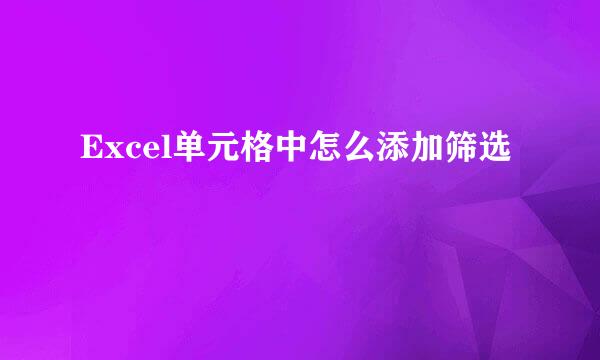 Excel单元格中怎么添加筛选
