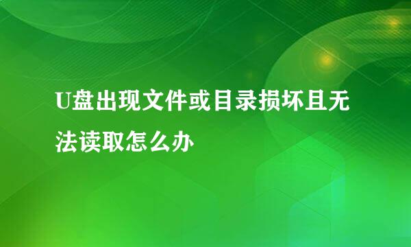 U盘出现文件或目录损坏且无法读取怎么办