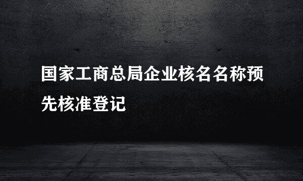 国家工商总局企业核名名称预先核准登记