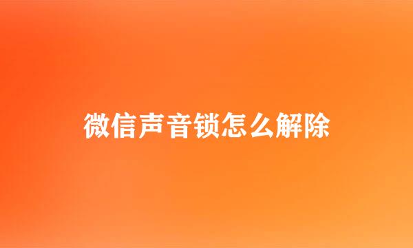 微信声音锁怎么解除
