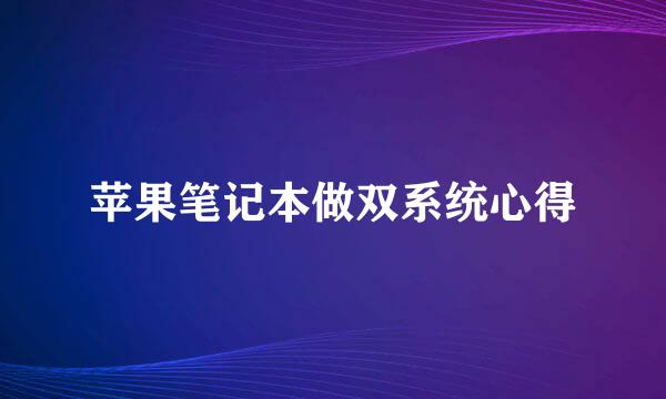 苹果笔记本做双系统心得
