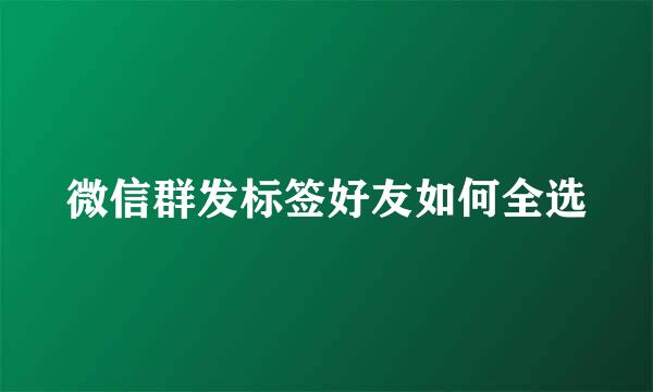微信群发标签好友如何全选