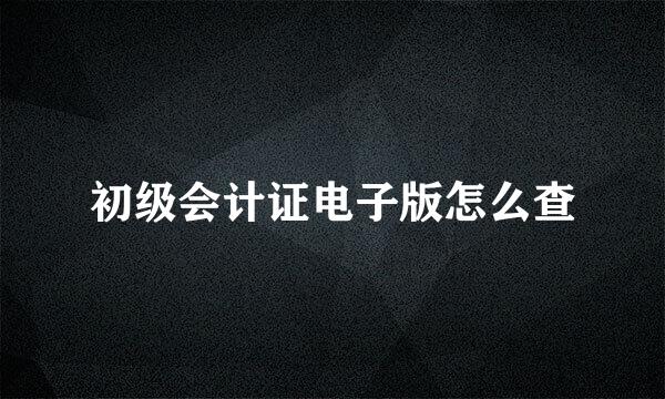 初级会计证电子版怎么查