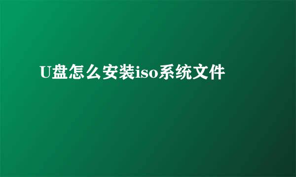 U盘怎么安装iso系统文件