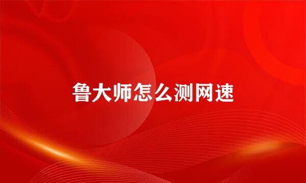 鲁大师怎么测网速