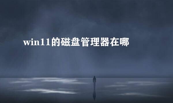 win11的磁盘管理器在哪