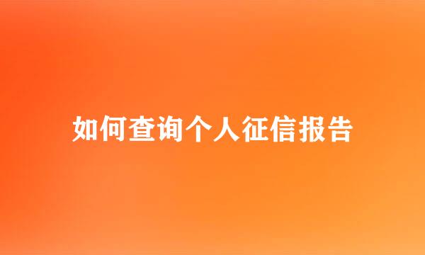 如何查询个人征信报告