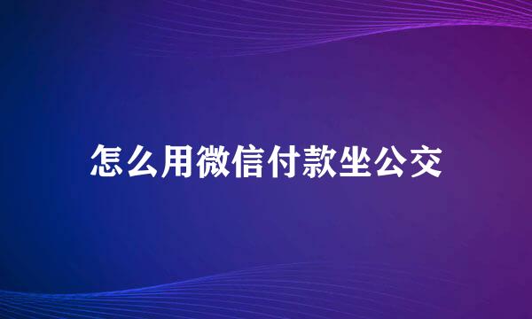 怎么用微信付款坐公交