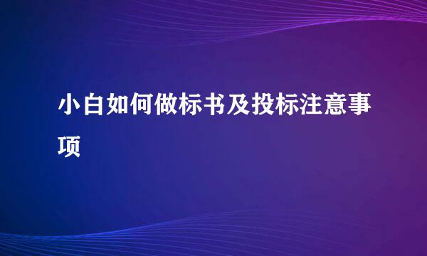 小白如何做标书及投标注意事项