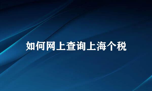 如何网上查询上海个税