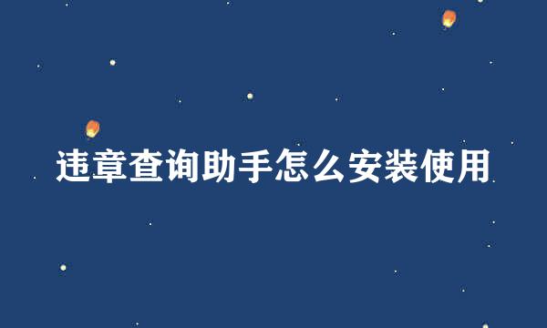 违章查询助手怎么安装使用