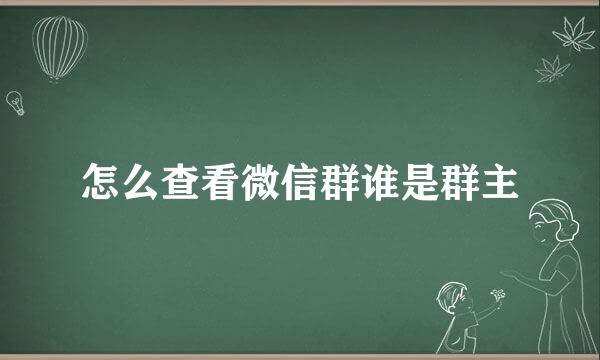 怎么查看微信群谁是群主