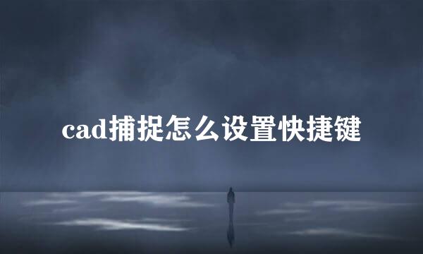 cad捕捉怎么设置快捷键