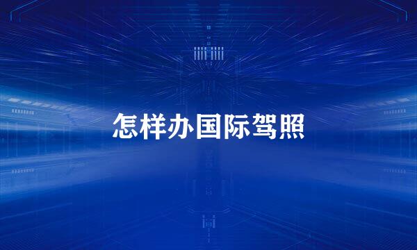 怎样办国际驾照