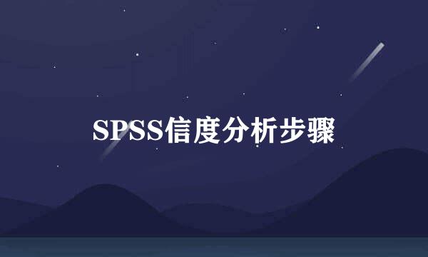 SPSS信度分析步骤