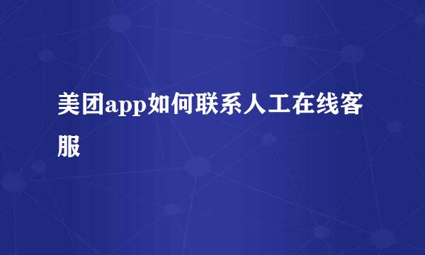 美团app如何联系人工在线客服