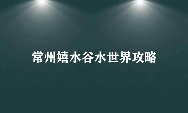 常州嬉水谷水世界攻略