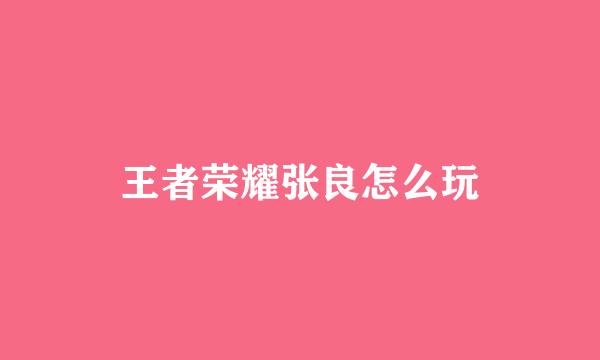 王者荣耀张良怎么玩