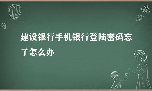 建设银行手机银行登陆密码忘了怎么办