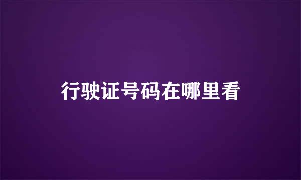 行驶证号码在哪里看