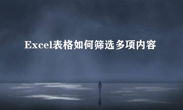 Excel表格如何筛选多项内容
