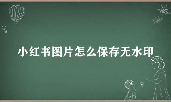 小红书图片怎么保存无水印