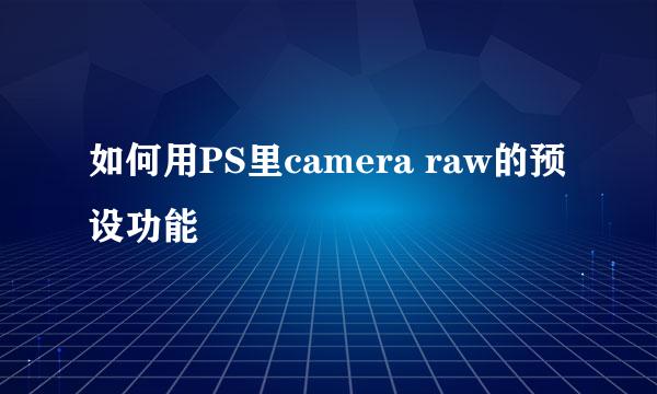 如何用PS里camera raw的预设功能