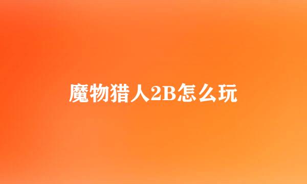 魔物猎人2B怎么玩