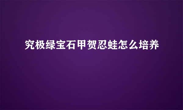 究极绿宝石甲贺忍蛙怎么培养