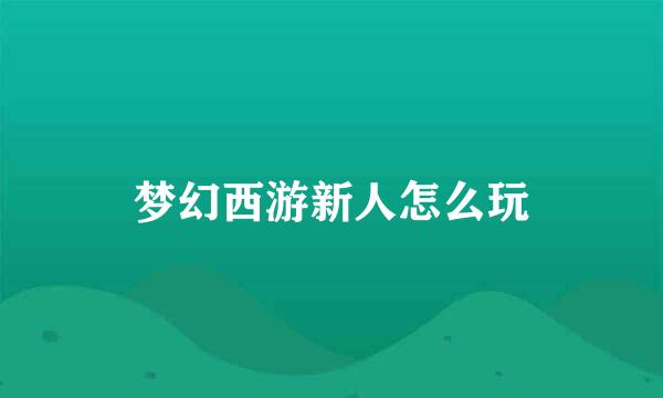 梦幻西游新人怎么玩
