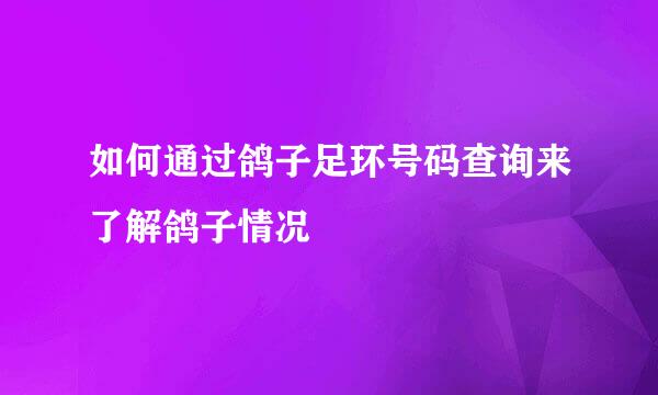 如何通过鸽子足环号码查询来了解鸽子情况