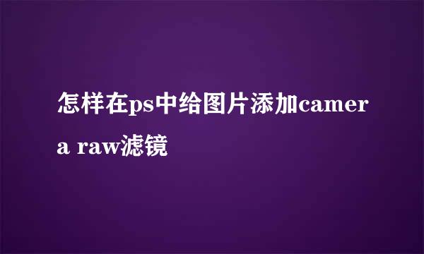 怎样在ps中给图片添加camera raw滤镜