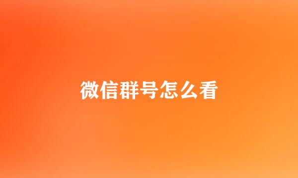 微信群号怎么看