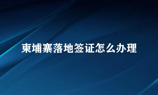 柬埔寨落地签证怎么办理