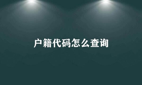 户籍代码怎么查询