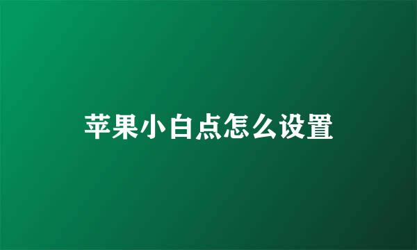 苹果小白点怎么设置