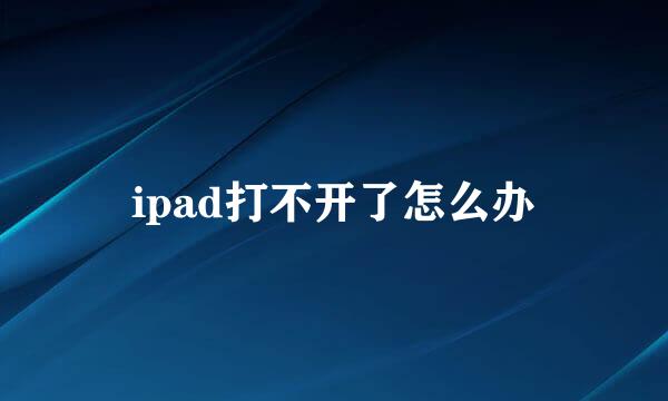 ipad打不开了怎么办