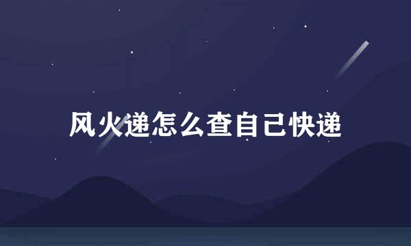 风火递怎么查自己快递