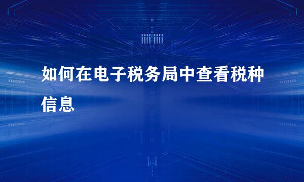 如何在电子税务局中查看税种信息